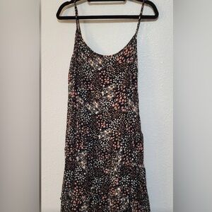 Wild fable, floral black, white, coral flowy dress, cami, size XXL